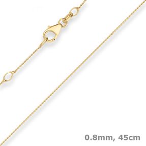 0,8mm Rund-Ankerkette Collier mit Zwischenöse aus 585 Gold Gelbgold 45cm