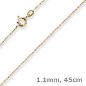 1,1mm Rund-Ankerkette Collier Halskette aus 333 Gold Gelbgold 45cm