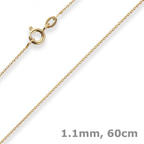 1,1mm Rund-Ankerkette Collier Halskette aus 333 Gold Gelbgold 60cm