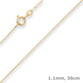 1,1mm Rund-Ankerkette Collier Halskette aus 375 Gold Gelbgold 36cm