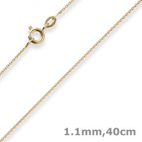1,1mm Rund-Ankerkette Collier Halskette aus 375 Gold Gelbgold 40cm