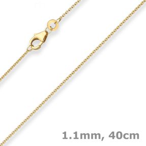1,1mm Rund-Ankerkette Collier Halskette aus 375 Gold Gelbgold 40cm