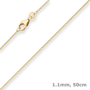 1,1mm Rund-Ankerkette Collier Halskette aus 375 Gold Gelbgold 50cm