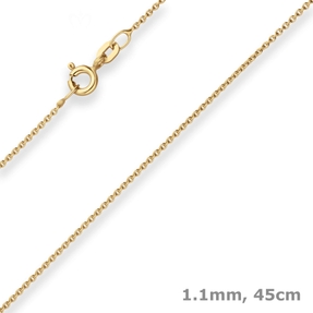 1,1mm Rund-Ankerkette Collier mit Zwischenöse aus 585 Gold Gelbgold 45cm 1,1mm Rund-Ankerkette Collier mit Zwischenöse aus 585 Gold Gelbgold 45cm