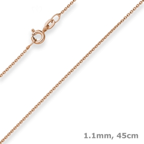 1,1mm Rund-Ankerkette Collier mit Zwischenöse aus 585 Gold Rotgold 45cm