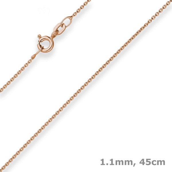 1.1mm Rund-Ankerkette aus 585 Rotgold 45cm
