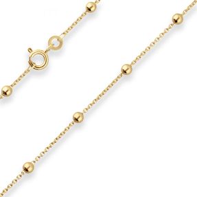 1,3mm Rund-Ankerkette Collier Kugel Halskette aus 585 Gold Gelbgold 45cm