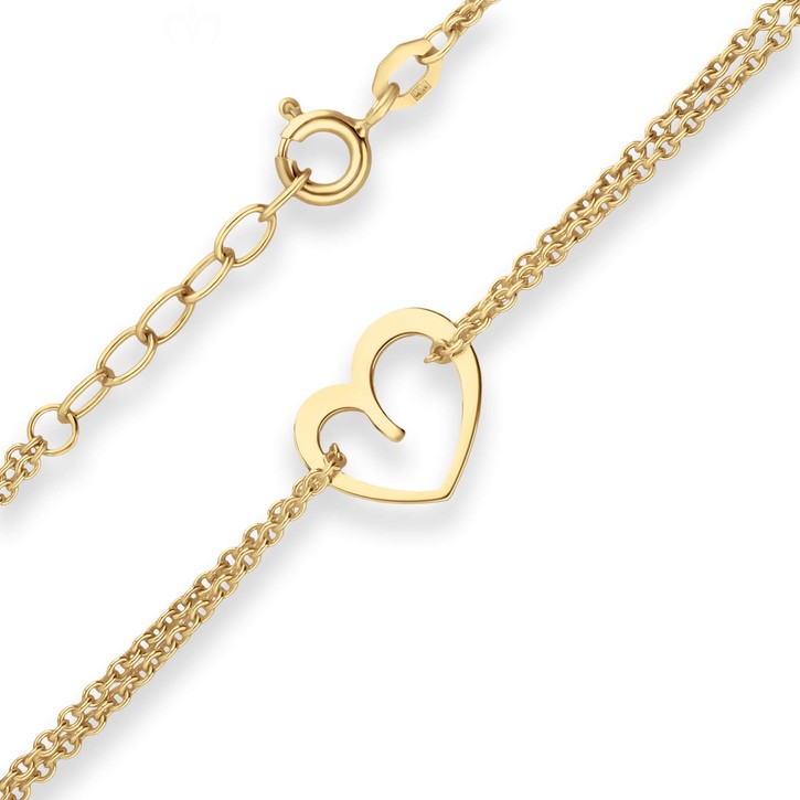 Rund-Ankerkette Herz aus 375 Gelbgold 17cm