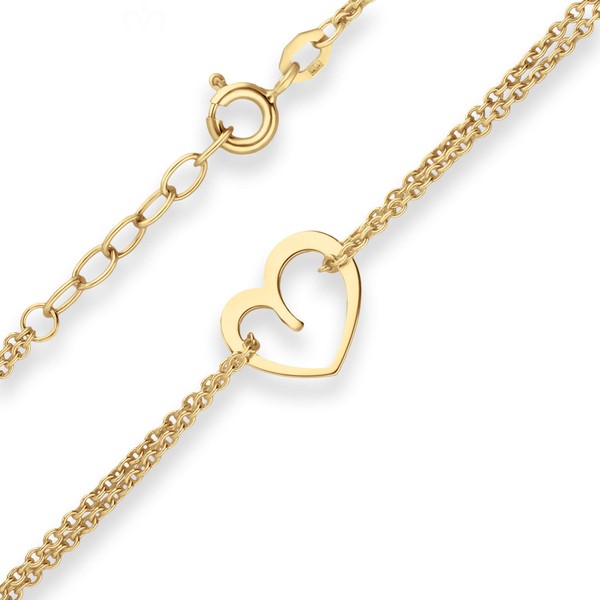 Rund-Ankerkette Herz aus 375 Gelbgold 17cm