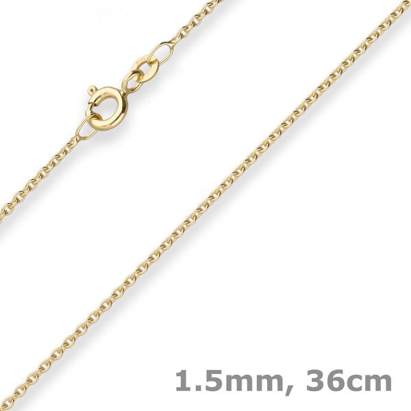 1.5mm Rund-Ankerkette aus 333 Gelbgold 36cm