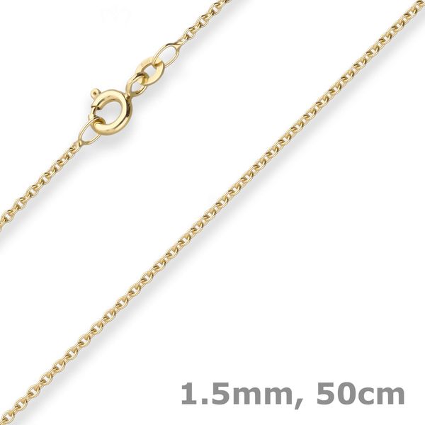 1.5mm Rund-Ankerkette aus 333 Gelbgold 50cm