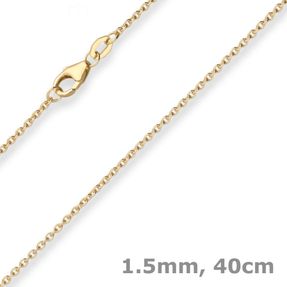 1,5mm Rund-Ankerkette Collier Halskette aus 375 Gold Gelbgold 40cm