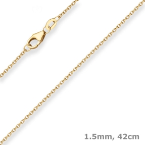 1,5mm Rund-Ankerkette Collier Halskette aus 375 Gold Gelbgold 42cm