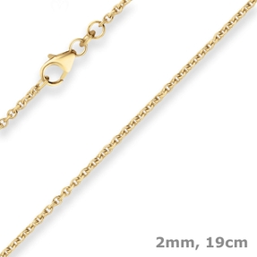 2mm Armband Rund-Ankerkette Armschmuck aus 585 Gold Gelbgold 19cm