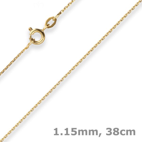 1.2mm Ankerkette diamantiert aus 333 Gelbgold 38cm