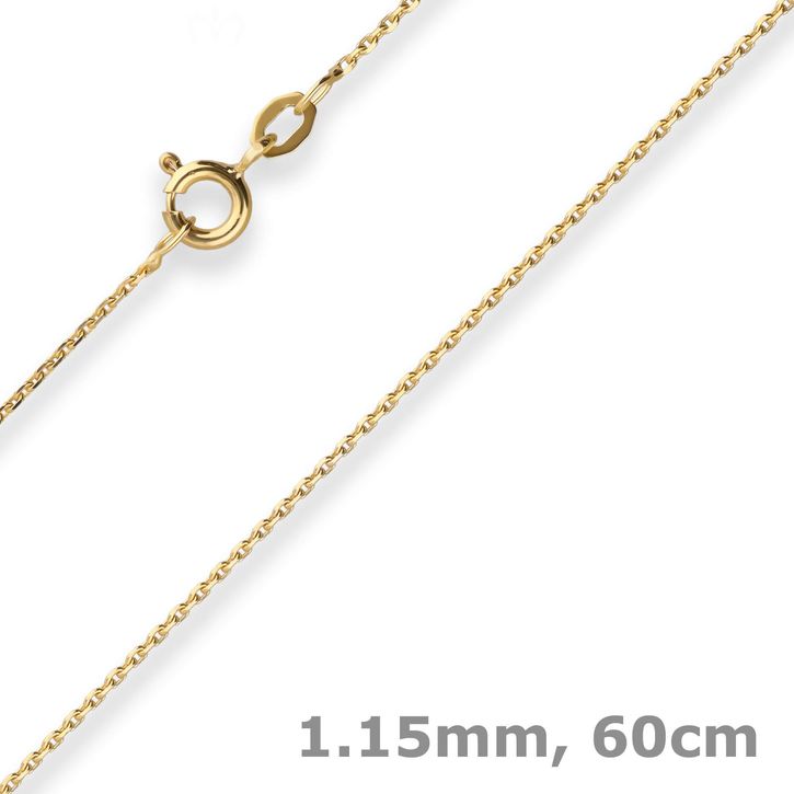 1.2mm Ankerkette diamantiert aus 333 Gelbgold 60cm