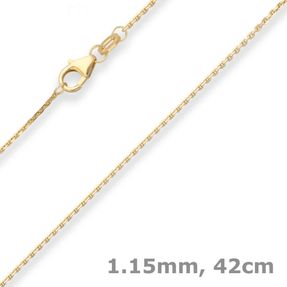 1,2mm Ankerkette diamantiert Collier Halskette aus 375 Gold Gelbgold 42cm