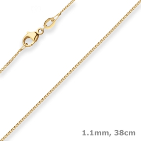 1,1mm Panzerkette Collier mit Zwischenöse Halskette aus 375 Gold Gelbgold 38cm