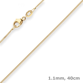 1,1mm Panzerkette Collier mit Zwischenöse Halskette aus 375 Gold Gelbgold 40cm