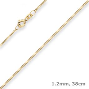 1,2mm Panzerkette Collier mit Zwischenöse Halskette aus 333 Gold Gelbgold 38cm