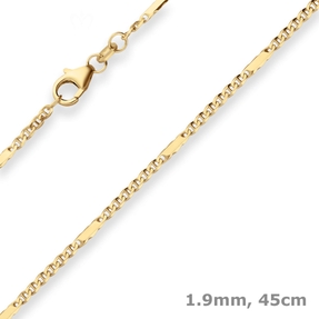 1,9mm Panzerstegkette Collier Halskette aus 585 Gold Gelbgold 45cm