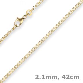 2,1mm Zwillingspanzerkette Collier Halskette aus 333 Gold Gelbgold 42cm