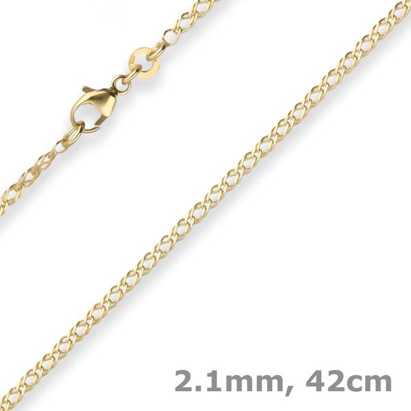 2.1mm Zwillingspanzerkette aus 333 Gelbgold 42cm