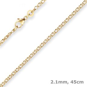 2,1mm Zwillingspanzerkette Collier Halskette aus 585 Gold Gelbgold 45cm