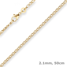 2,1mm Zwillingspanzerkette Collier Halskette aus 585 Gold Gelbgold 50cm