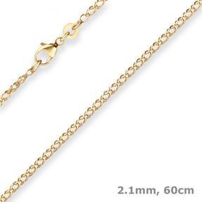 2,1mm Zwillingspanzerkette Collier Halskette aus 585 Gold Gelbgold 60cm