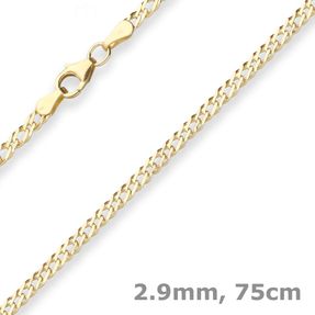 2,9mm Zwillingspanzerkette Collier Halskette aus 375 Gold Gelbgold 75cm