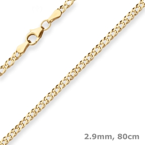 2,9mm Zwillingspanzerkette Collier Halskette aus 375 Gold Gelbgold 80cm