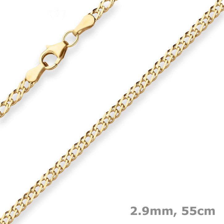 2.9mm Zwillingspanzerkette aus 585 Gelbgold 55cm