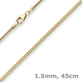 1,5mm Bingokette Collier Halskette aus 585 Gold Gelbgold 45cm
