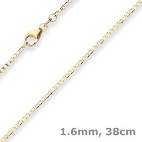 1,6mm Panzerkette weit Collier Halskette aus 333 Gold Gelbgold 38cm