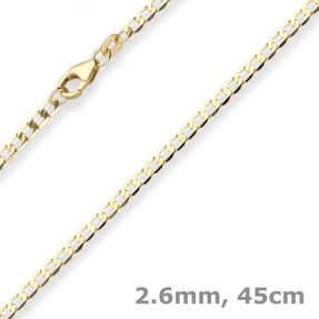 2,7mm Panzerkette weit Collier Halskette aus 375 Gold Gelbgold 45cm