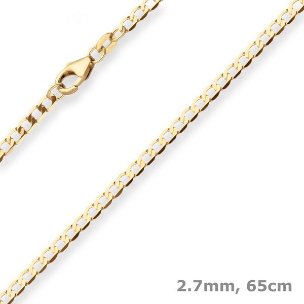 2.6mm Flach-Panzerkette weit aus 750 Gelbgold 65cm