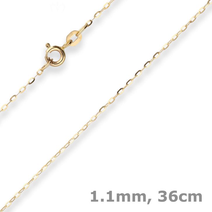 1.1mm Ankerkette flach aus 333 Gelbgold 36cm