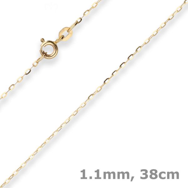 1.1mm Ankerkette flach aus 333 Gelbgold 38cm