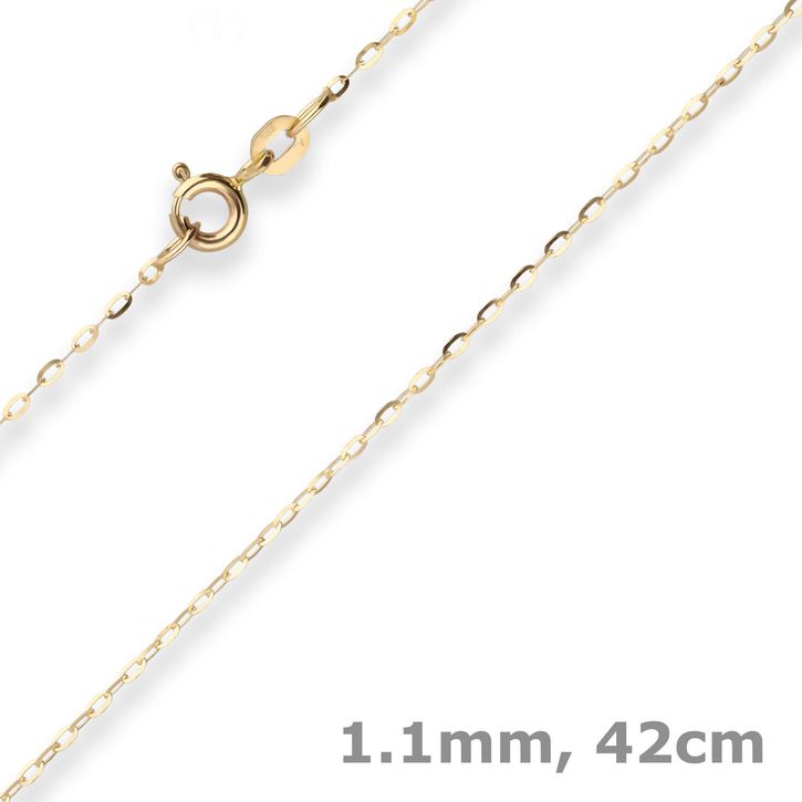 1.1mm Ankerkette flach aus 333 Gelbgold 42cm