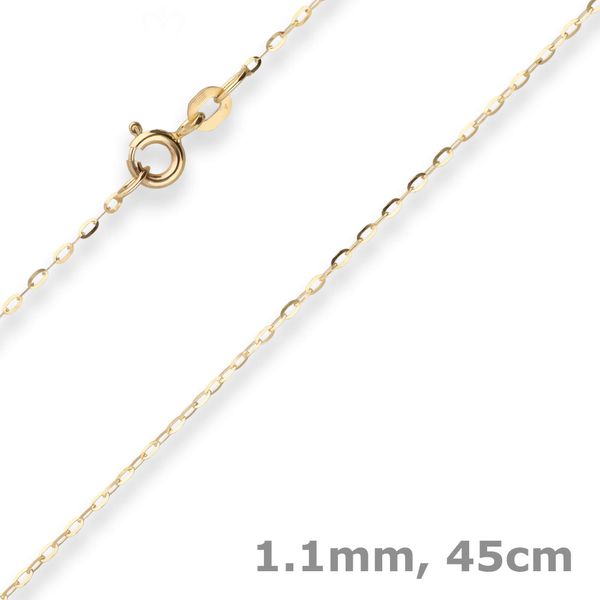 1.1mm Ankerkette flach aus 585 Gelbgold 45cm