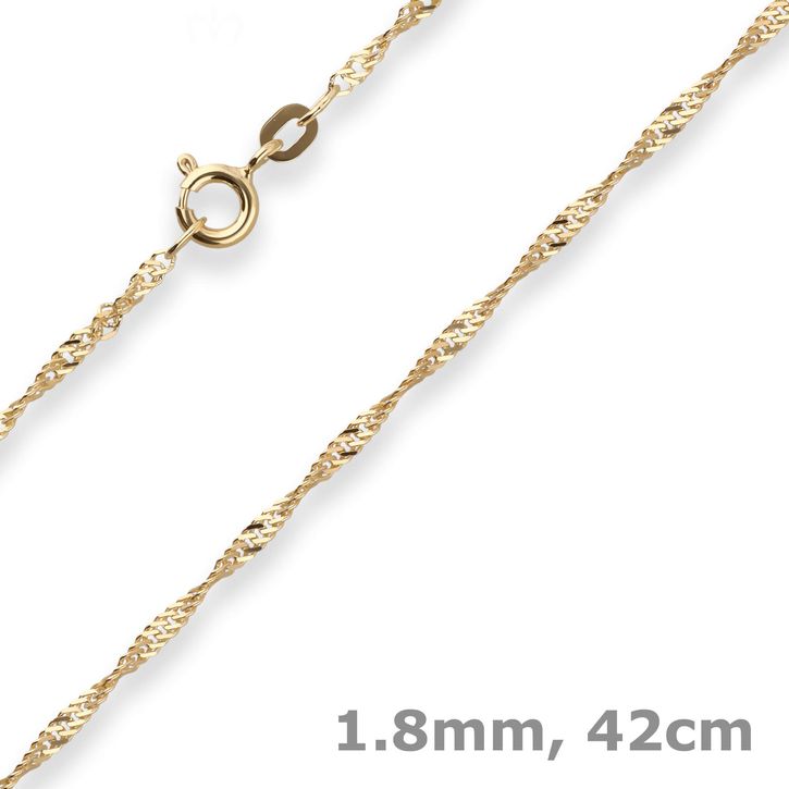 1.8mm Singapurkette aus 333 Gelbgold 42cm