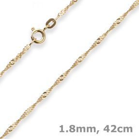 1,8mm Singapurkette Collier Halskette aus 333 Gold Gelbgold 42cm