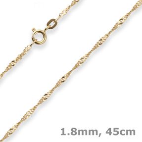 1,8mm Singapurkette Collier Halskette aus 333 Gold Gelbgold 45cm