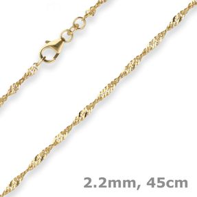 2,2mm Singapurkette Collier Halskette aus 333 Gold Gelbgold 45cm