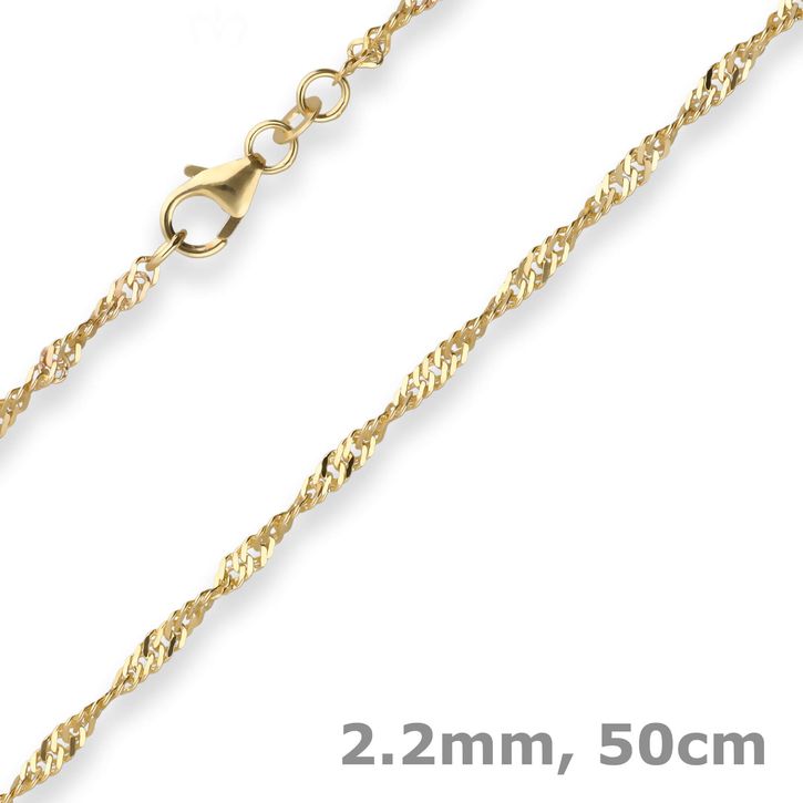 2.2mm Singapurkette aus 333 Gelbgold 50cm