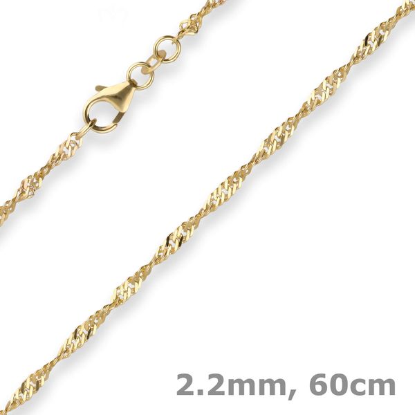 2.2mm Singapurkette aus 333 Gelbgold 60cm