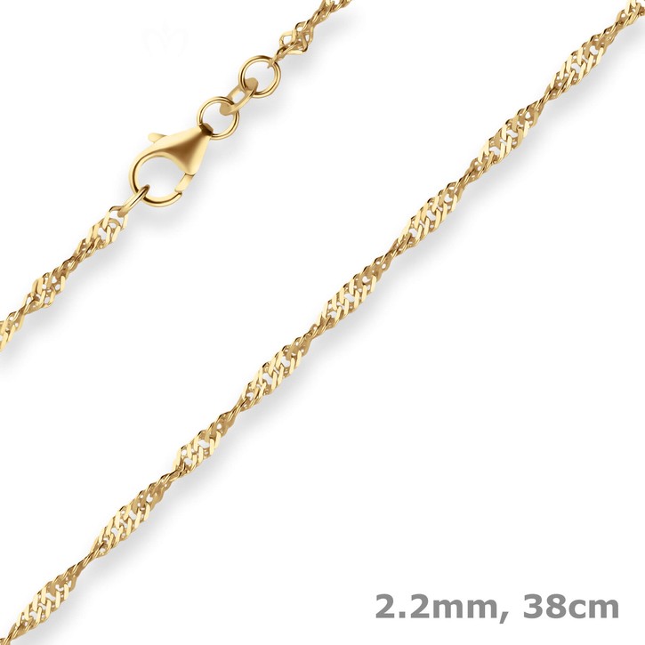 2.2mm Singapurkette aus 585 Gelbgold 38cm