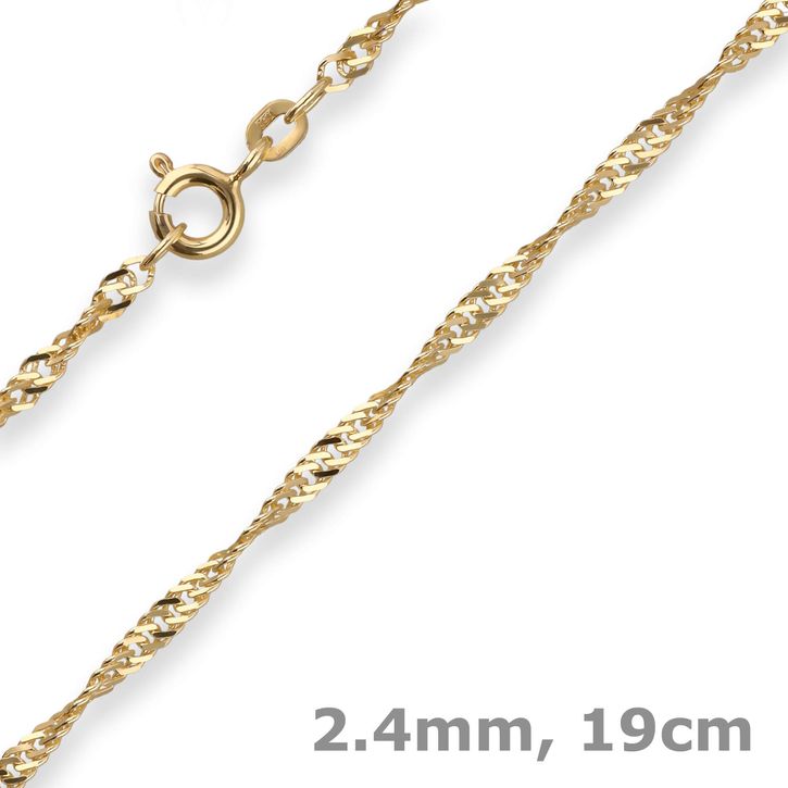 2.4mm Armband Singapurkette aus 585 Gelbgold 19cm