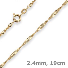 2,4mm Armband Singapurkette Armschmuck aus 585 Gold Gelbgold 19cm